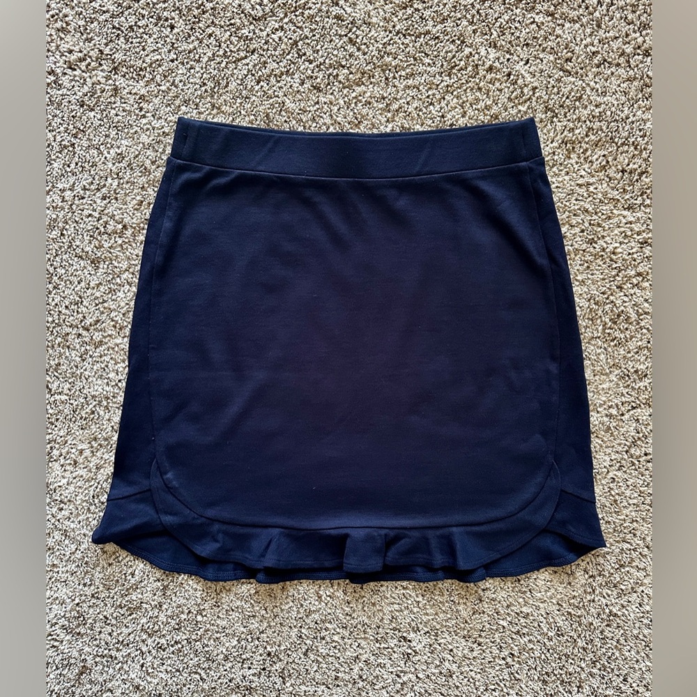 LOFT Ruffle Knit Navy Mini Skirt, Small